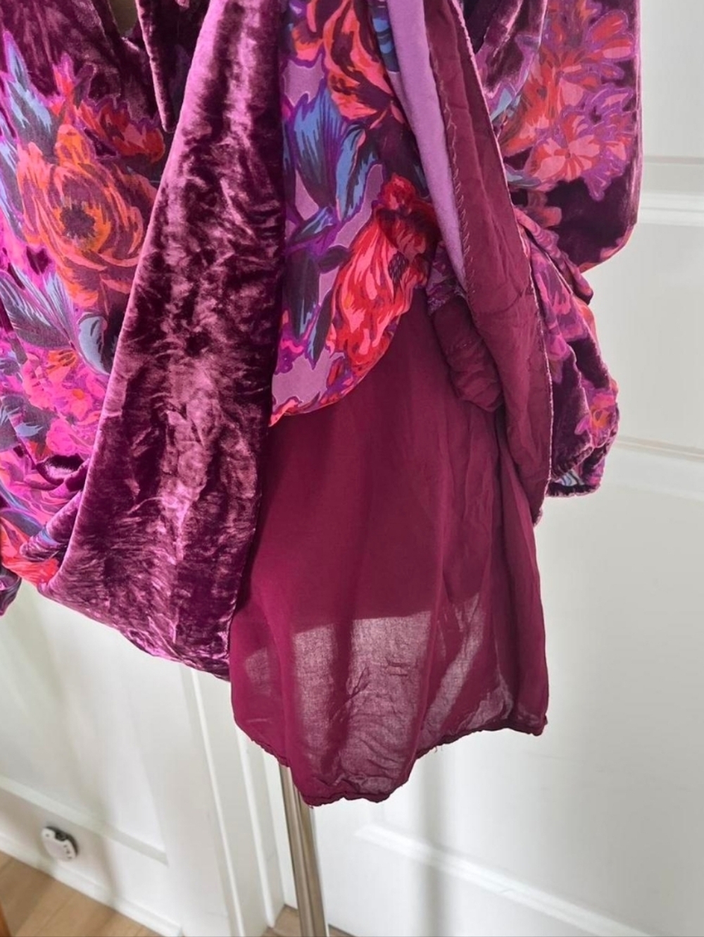 Free People Plum Velvet Floral V-Neck Maxi Dress - Picture 7 of 8
